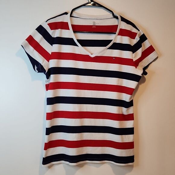 Tommy Hilfiger Short Sleeve Shirt Independence Day Red/White/Blue Women's Sz XL - Picture 2 of 9
